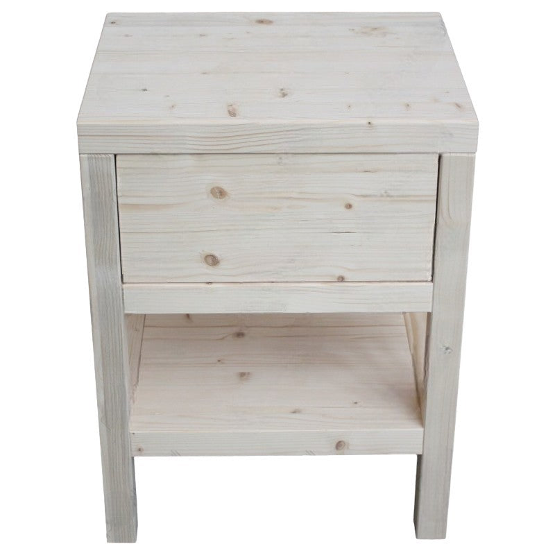  comodino 1 cassetto 1 ripiano legno massello abete grezzo 45x38x60 - Mobili 2G