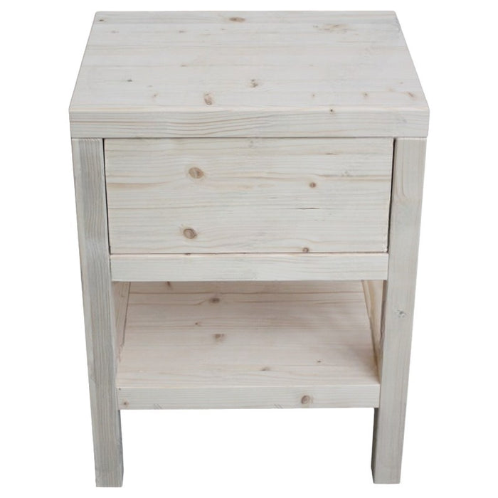  comodino 1 cassetto 1 ripiano legno massello abete grezzo 45x38x60 - Mobili 2G