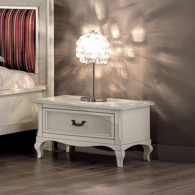 Comodino 1 cassetto paglia di vienna legno shabby 62x43x41 - Mobili 2G