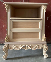 Comodino 2 cassetti 1 vano classico barocco legno grezzo 57x42x71 - Mobili 2G
