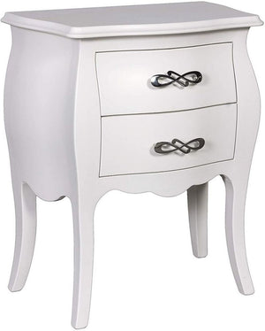 Comodino 2 cassetti bombato legno shabby bianco 50x30x60 - Mobili 2G