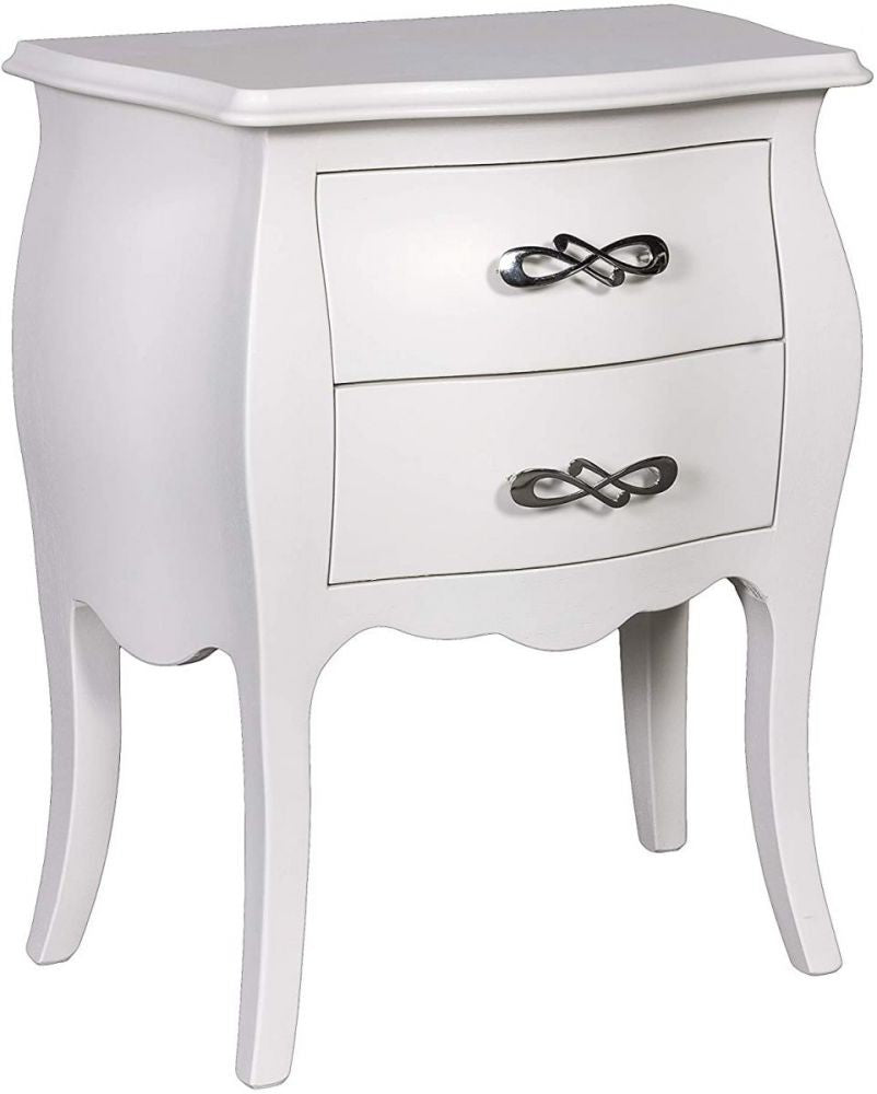 Comodino 2 cassetti bombato legno shabby bianco 50x30x60 - Mobili 2G