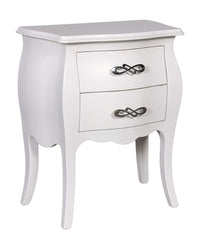 Comodino 2 cassetti bombato legno shabby bianco 50x30x60 - Mobili 2G