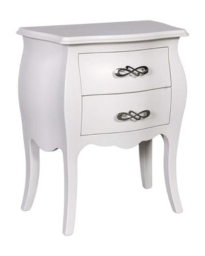 Comodino 2 cassetti bombato legno shabby bianco 50x30x60 - Mobili 2G