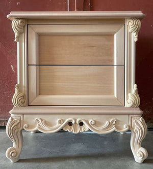 Comodino 2 cassetti classico barocco legno grezzo 55x37x60 - Mobili 2G