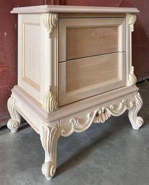 Comodino 2 cassetti classico barocco legno grezzo 55x37x60 - Mobili 2G