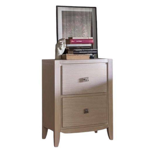 Comodino 2 cassetti decoro onda in legno massello l.50 p.37 h.67 - Mobili 2G