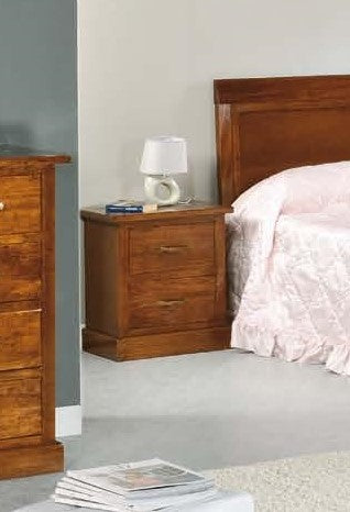 Comodino 2 cassetti in legno massiccio arte povera noce bassano 53x36x59 - Mobili 2G