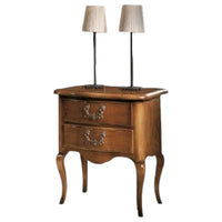 Comodino 2 cassetti sagomato in legno masselo tinta noce l.57 p.38 h.68 - Mobili 2G