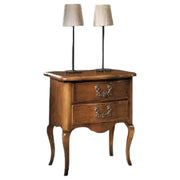 Comodino 2 cassetti sagomato in legno masselo tinta noce l.57 p.38 h.68 - Mobili 2G