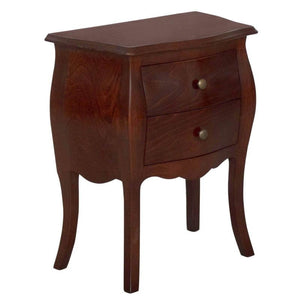 Comodino 2 cassetti sagomato legno tinta noce scuro 50x30x60 - Mobili 2G