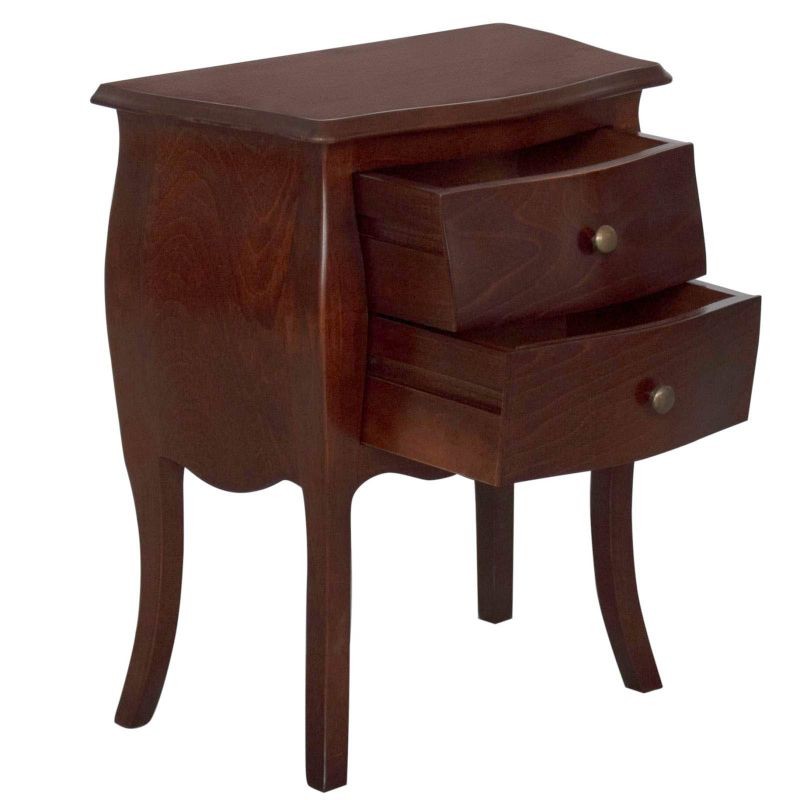 Comodino 2 cassetti sagomato legno tinta noce scuro 50x30x60 - Mobili 2G