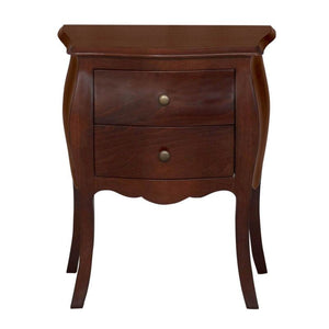 Comodino 2 cassetti sagomato legno tinta noce scuro 50x30x60 - Mobili 2G