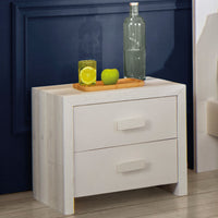 Comodino 2 cassetti shabby bianco in legno massello di abete 55x40x45 (3318) - Mobili 2G