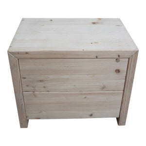 Comodino 2 cassetti shabby bianco in legno massello di abete 55x40x45 (3318) - Mobili 2G