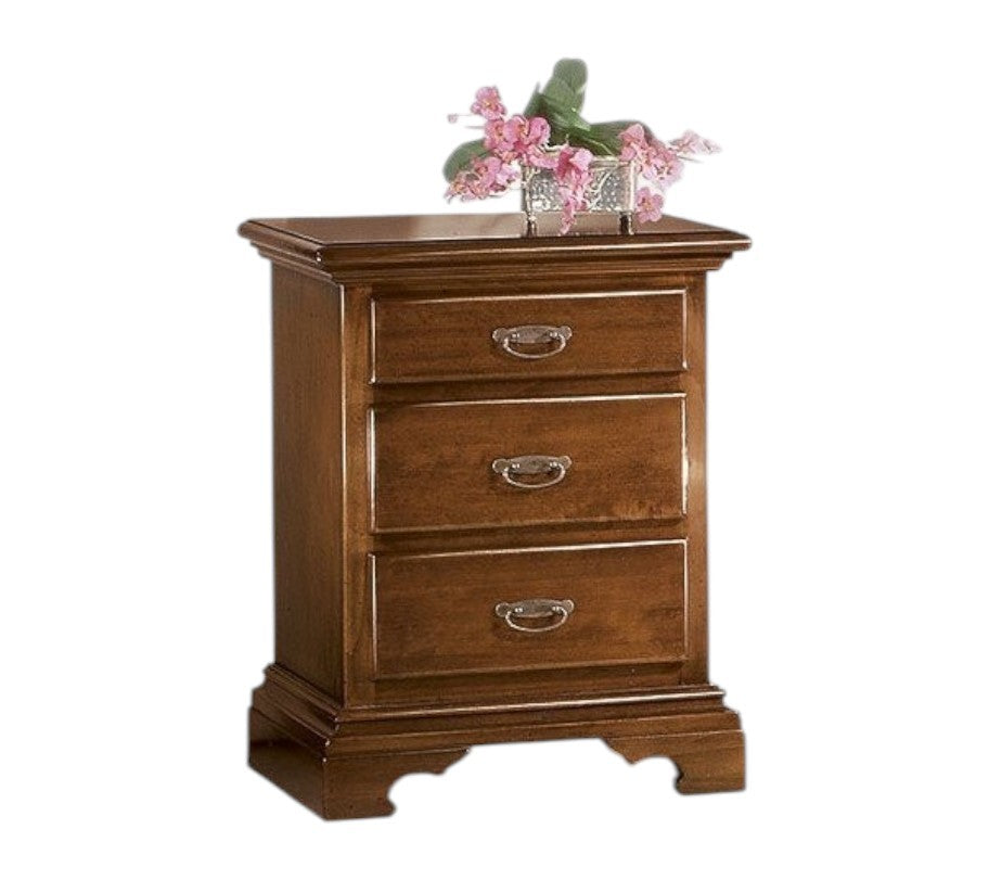 Comodino 3 cassetti arte povera legno tinta noce 50x38x65 (467) - Mobili 2G