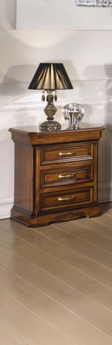 Comodino 3 cassetti classico legno noce 56x39x64 - Mobili 2G