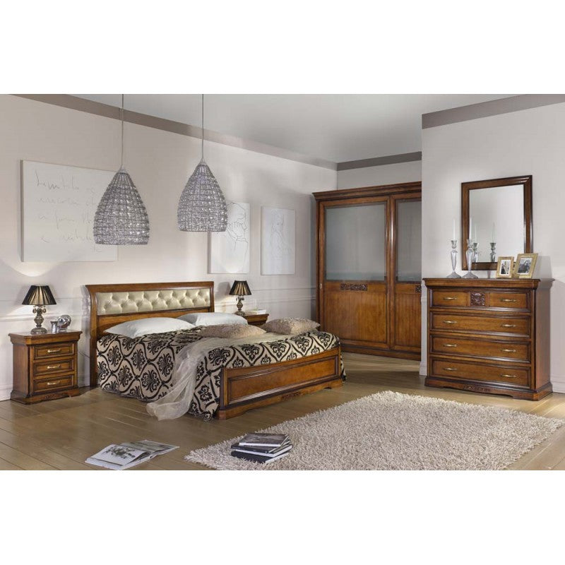 Comodino 3 cassetti classico legno noce 56x39x64 - Mobili 2G