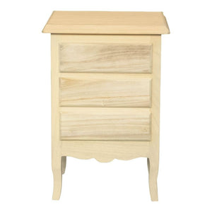 Comodino 3 cassetti in legno massello grezzo 43x32x64 - Mobili 2G