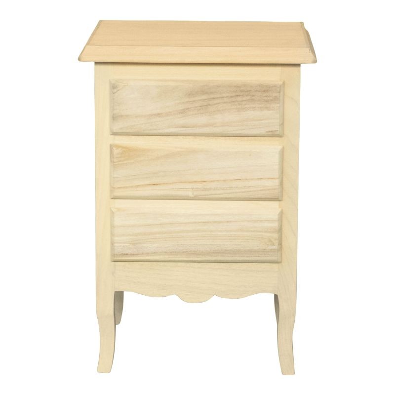 Comodino 3 cassetti in legno massello grezzo 43x32x64 - Mobili 2G
