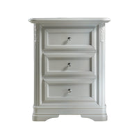 Comodino 3 cassetti intagliato in legno bianco l.55 p.37 h.70 - Mobili 2G