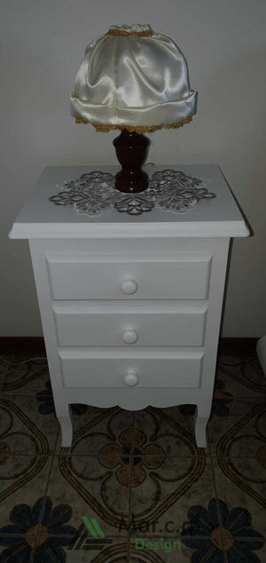 Comodino 3 cassetti laccato bianco opaco 43x32x64 (1306) - Mobili 2G