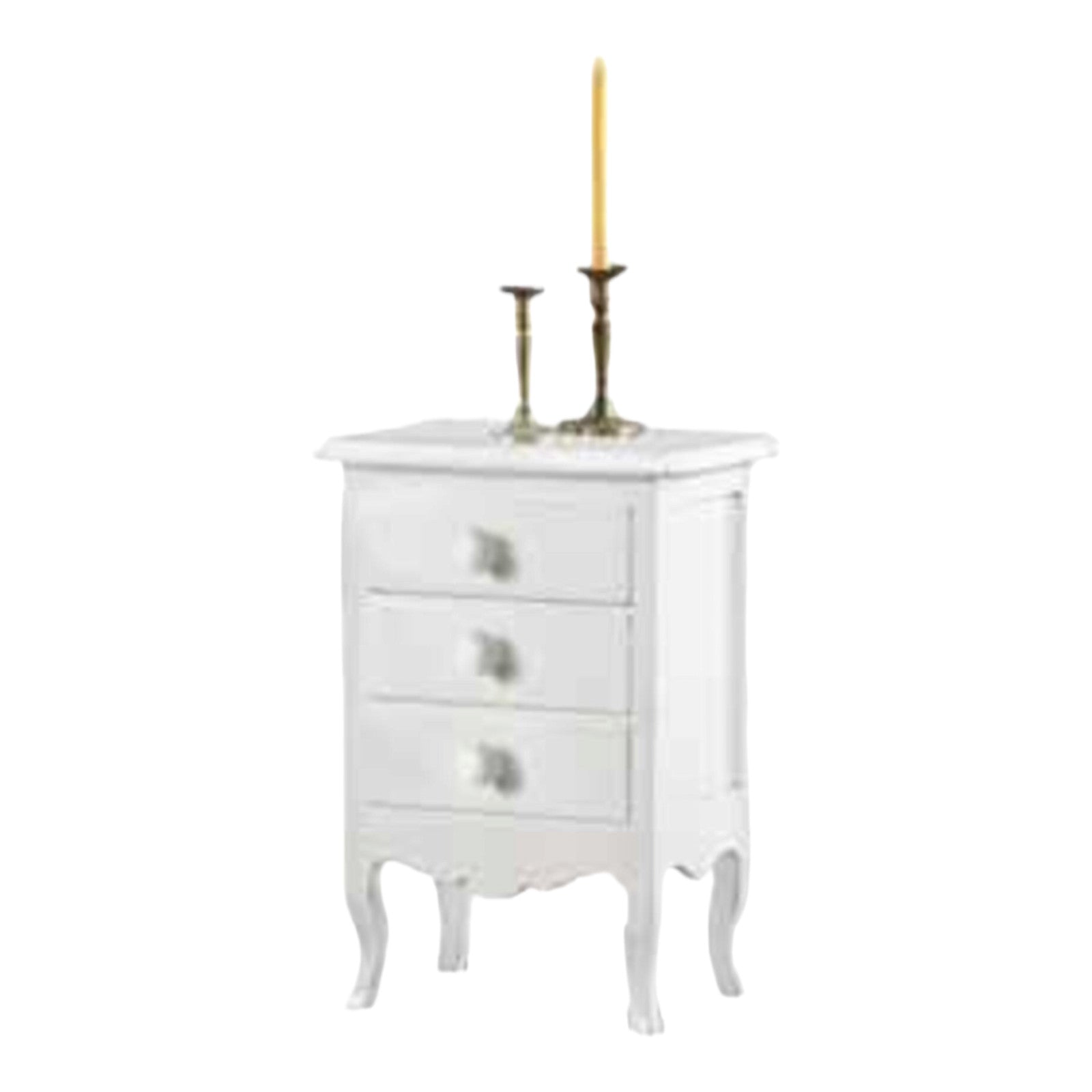 Comodino 3 cassetti laccato bianco opaco 43x32x64 (1306) - Mobili 2G