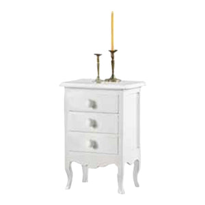 Comodino 3 cassetti laccato bianco opaco 43x32x64 (1306) - Mobili 2G