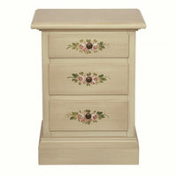 Comodino 3 cassetti legno shabby avorio anticato decori 50x38x65 - Mobili 2G