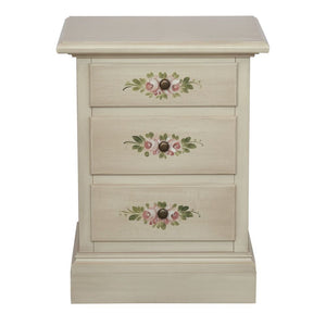 Comodino 3 cassetti legno shabby bianco anticato decori 50x38x65 - Mobili 2G