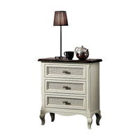 Comodino 3 cassetti legno shabby bianco bicolore 53x38x66 - Mobili 2G