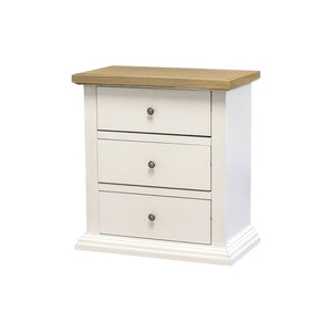 Comodino 3 cassetti legno shabby bianco naturale 64x34x60 - Mobili 2G