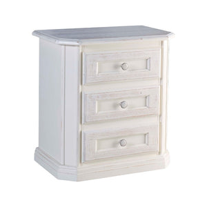 comodino 3 cassetti legno shabby bianco spazzolato 61x39x64 (2217) - Mobili 2G