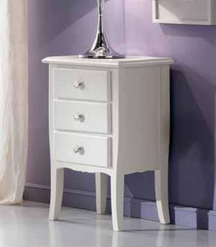 Comodino 3 cassetti shabby legno massiccio bianco 45x34x71 - Mobili 2G