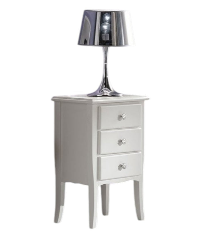 Comodino 3 cassetti shabby legno massiccio bianco 45x34x71 - Mobili 2G