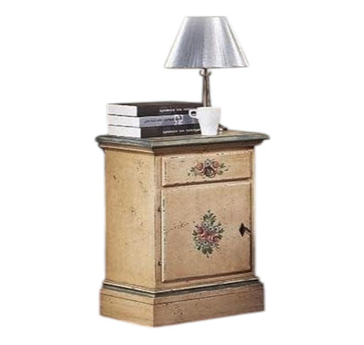  comodino arte povera 1 cassetto 1 porta legno shabby avorio 50x38x65 (1430) - Mobili 2G