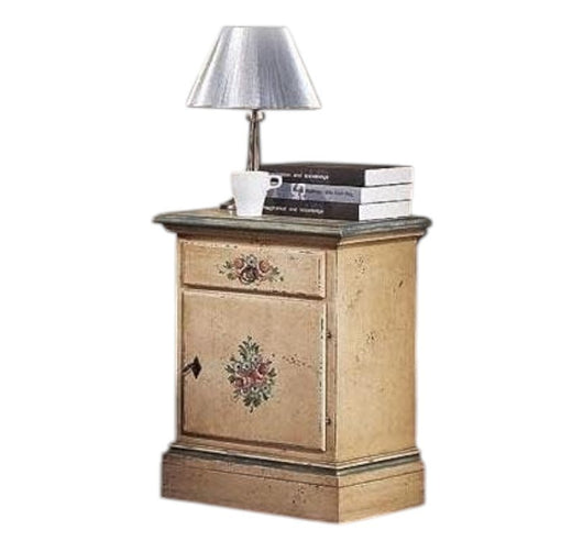 comodino arte povera 1 cassetto 1 porta legno shabby avorio 50x38x65 (1430) - Mobili 2G