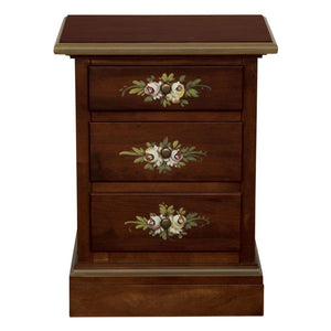 Comodino arte povera 3 cassetti legno noce scuro decori 50x38x65 - Mobili 2G
