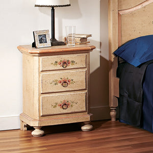  comodino arte povera 3 cassetti legno shabby avorio antico rosa 50x38x66 (1436) - Mobili 2G