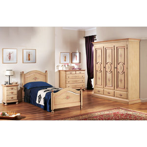  comodino arte povera 3 cassetti legno shabby avorio antico rosa 50x38x66 (1436) - Mobili 2G