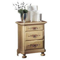  comodino arte povera 3 cassetti legno shabby avorio rosso 50x38x66 (1423) - Mobili 2G