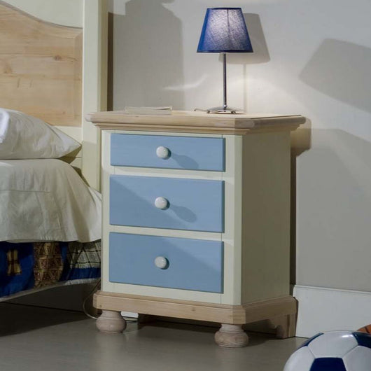  comodino arte povera 3 cassetti legno shabby azzurro miele 50x38x65 (2211) - Mobili 2G