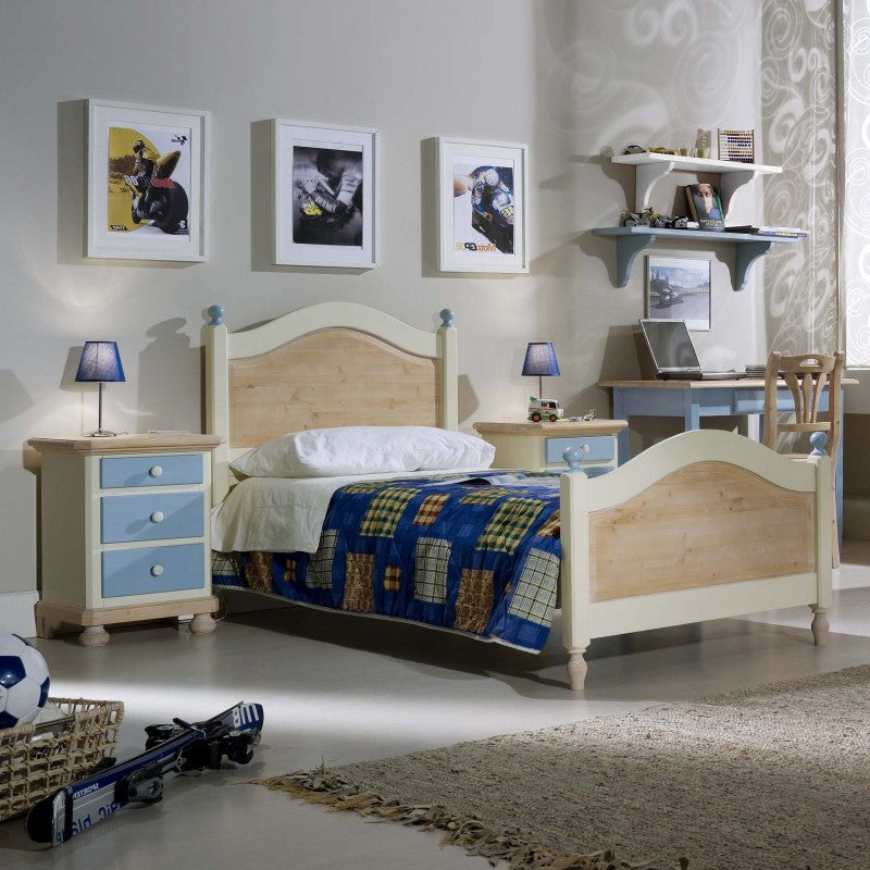  comodino arte povera 3 cassetti legno shabby azzurro miele 50x38x65 (2211) - Mobili 2G