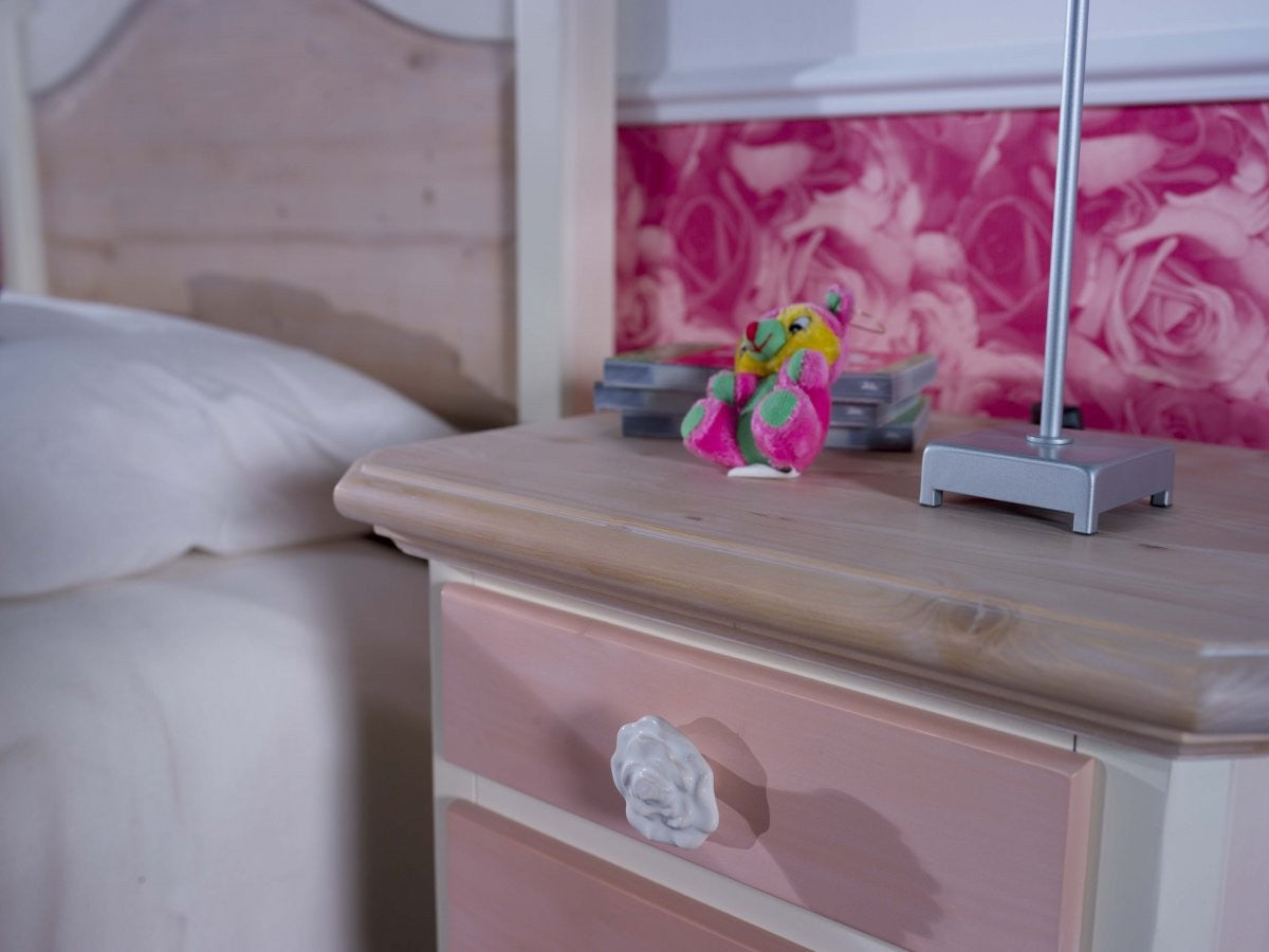  comodino arte povera 3 cassetti legno shabby rosa miele 50x38x65 (2209) - Mobili 2G