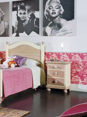  comodino arte povera 3 cassetti legno shabby rosa miele 50x38x65 (2209) - Mobili 2G