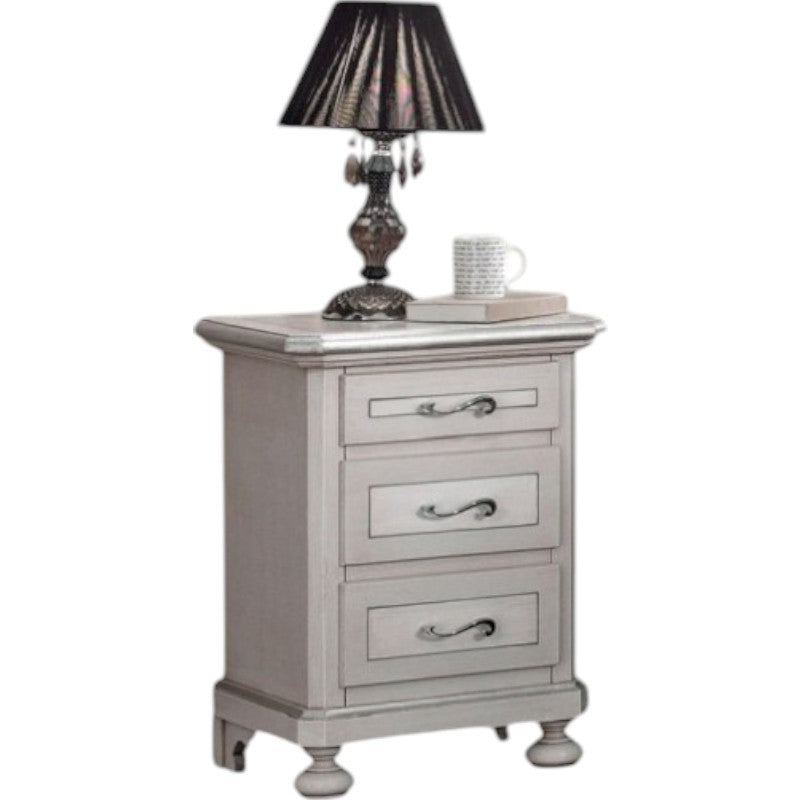  comodino arte povera 3 cassetti legno shabby tortora grigio 50x38x66 (1476) - Mobili 2G