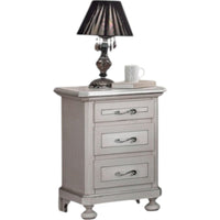  comodino arte povera 3 cassetti legno shabby tortora grigio 50x38x66 (1476) - Mobili 2G