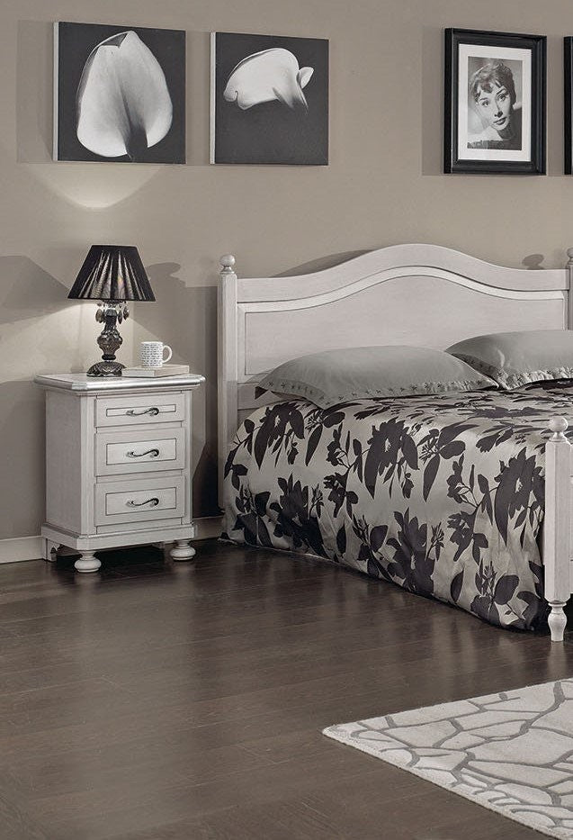  comodino arte povera 3 cassetti legno shabby tortora grigio 50x38x66 (1476) - Mobili 2G