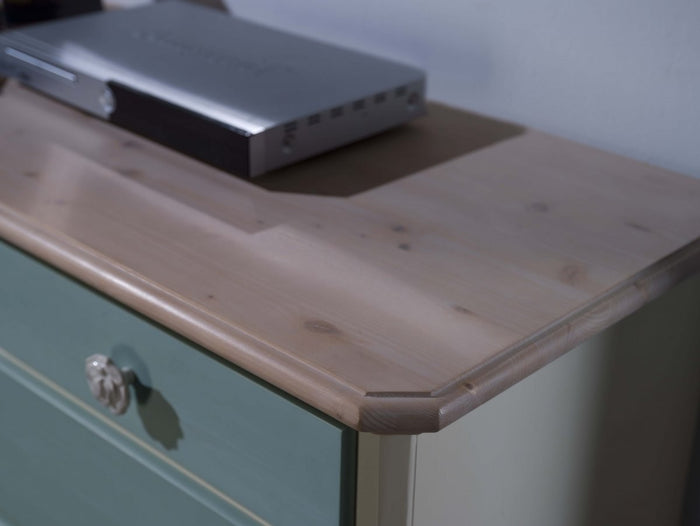  comodino arte povera 3 cassetti legno shabby verde miele 50x38x65 (2213) - Mobili 2G