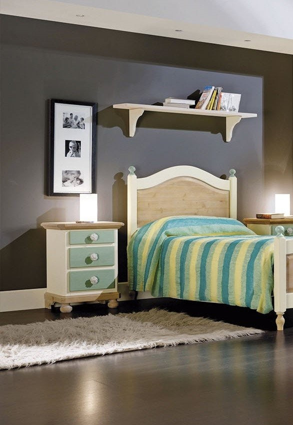  comodino arte povera 3 cassetti legno shabby verde miele 50x38x65 (2213) - Mobili 2G